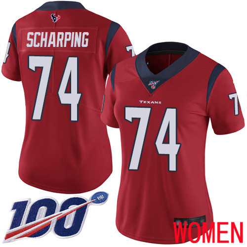 Houston Texans Limited Red Women Max Scharping Alternate Jersey NFL Football #74 100th Season Vapor Untouchable->houston texans->NFL Jersey